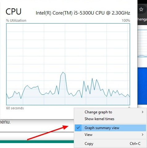 Screenshot of Graph summary view in Task Manager in Windows 10