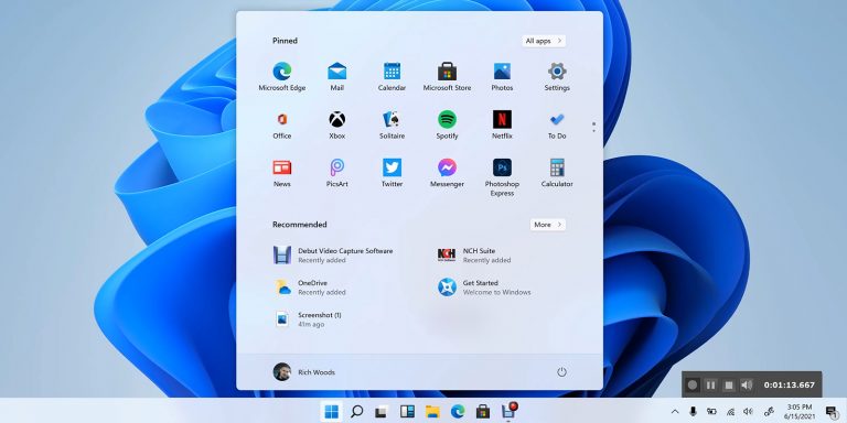 The leaked image of Start menu in Windows 11