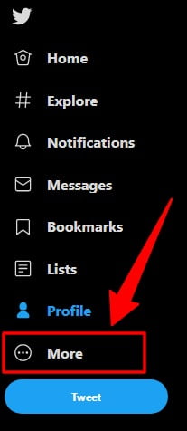 Twitter Left Sidebar More Menu