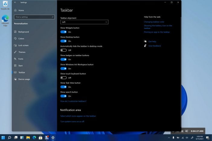 windows 11 left start menu