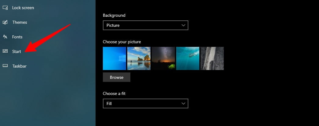 Screenshot Of Background Tab In Settings Of Windows 10