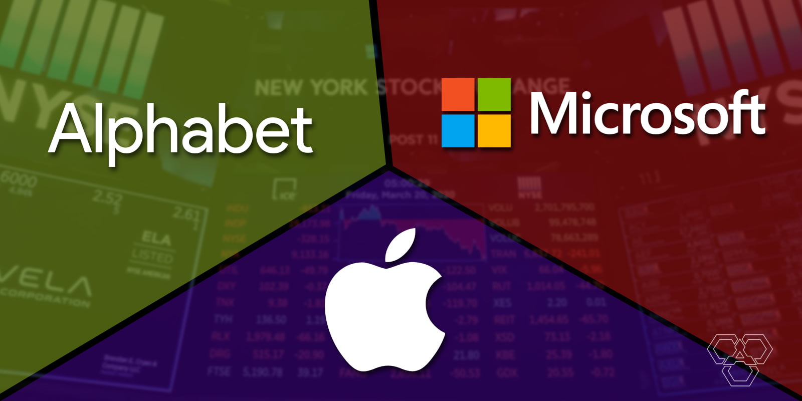 An image showing Alphabet, Microsoft, Apple quarterly reports