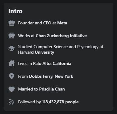 Mark Zuckerberg Facebook Profile