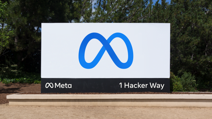 Meta logo at One Hacker Way