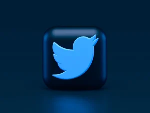 A 3D render of Twitter logo