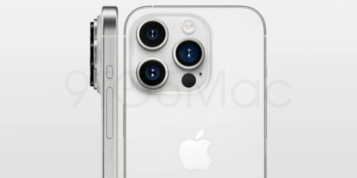 Iphone 15 Pro Leaked Render In White Showing Rear Cameras