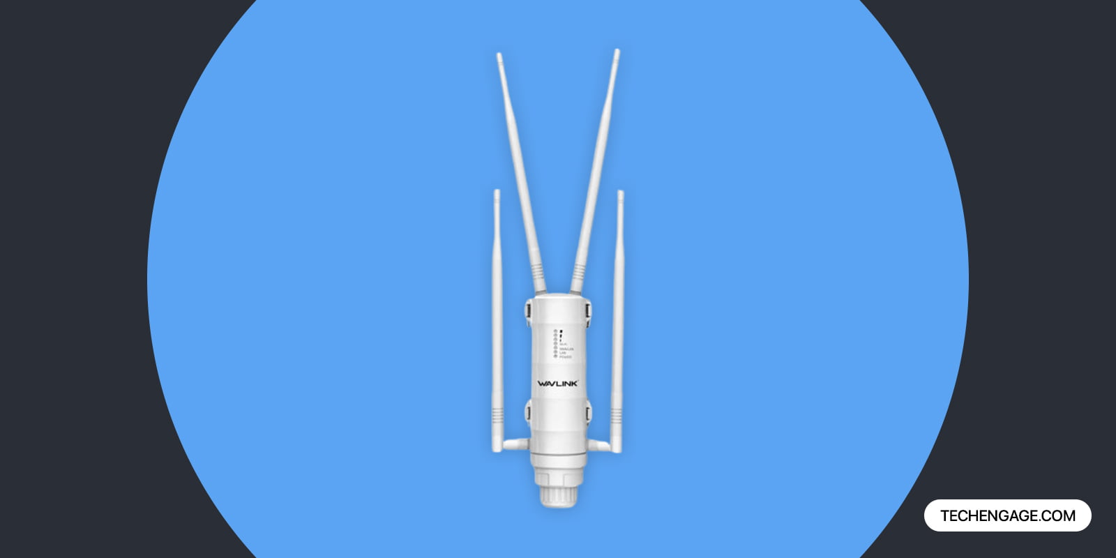 Wavlink Outdoor Wifi Extender With Dual High-Gain Antennas Mounted On Exterior Wall