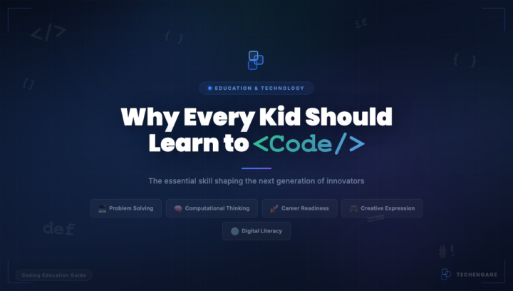 Why every kid should learn to code featuring problem solving, computational thinking, career readiness, creative expression, and digital literacy