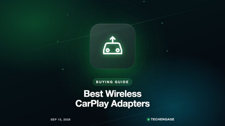 Best wireless CarPlay adapters buying guide graphic with a car icon