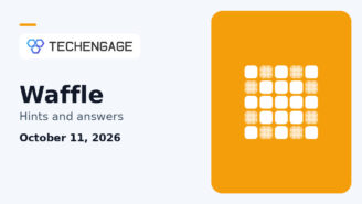 Waffle Hints & Answers featured image for October 11, 2026 with TechEngage logo watermark