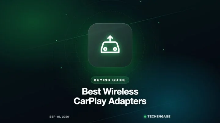 Best wireless CarPlay adapters buying guide graphic with a car icon
