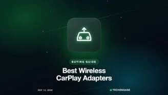 Best wireless CarPlay adapters buying guide graphic with a car icon
