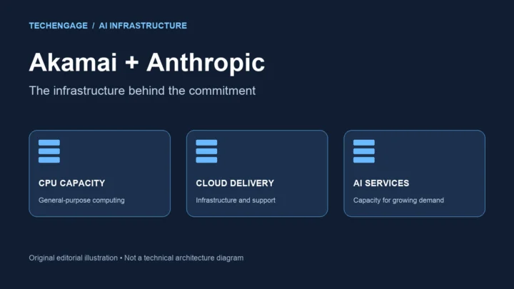Akamai’s $11.6 Billion Anthropic Cloud Deal: Costs, Timeline And Cpu Strategy 6 Editorial illustration of CPU capacity, cloud delivery and AI services for the Akamai and Anthropic agreement.